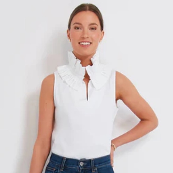 Tuckernuck White Sleeveless Bouvier Blouse Size Medium - Picture 1 of 9